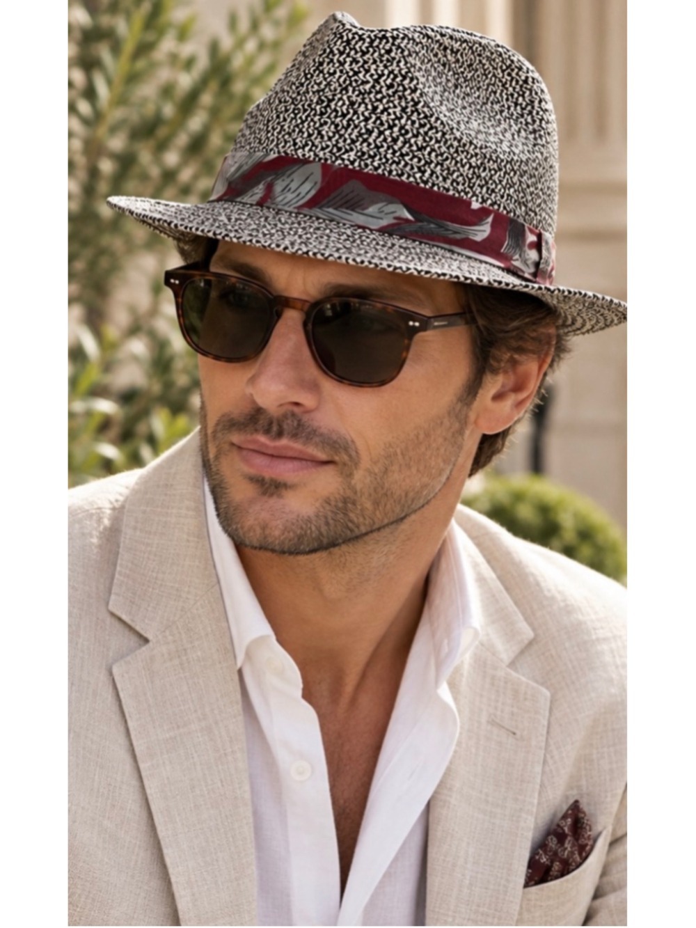 Men's Stetson Fedora Rowlett Toyo Hat Grey Burgundy Band Size Large New w Tags!